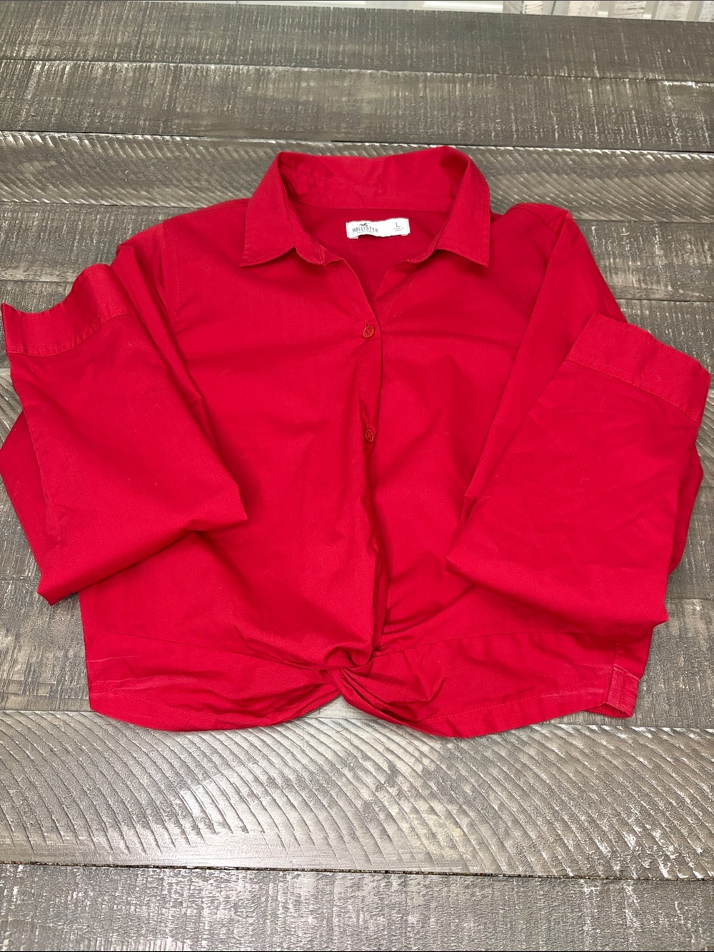 Hollister Red Classic Button-Up Shirt Juniors